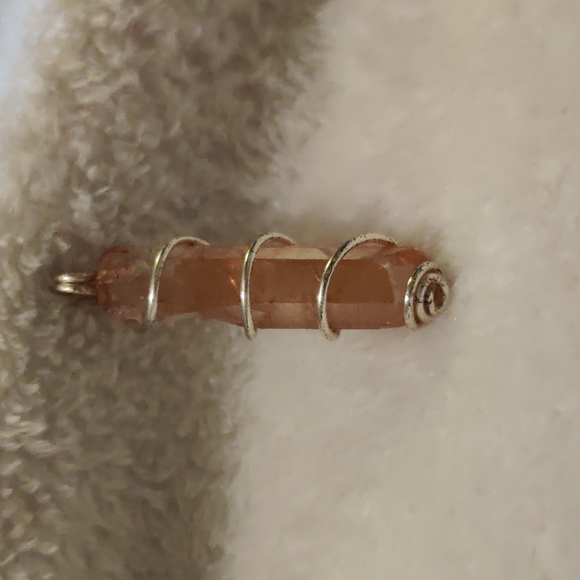 Tangerine Quartz Crystal Point Pendant - Picture 4 of 11